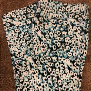 New: Stylish Blue, White and black Patterned Capri Pants